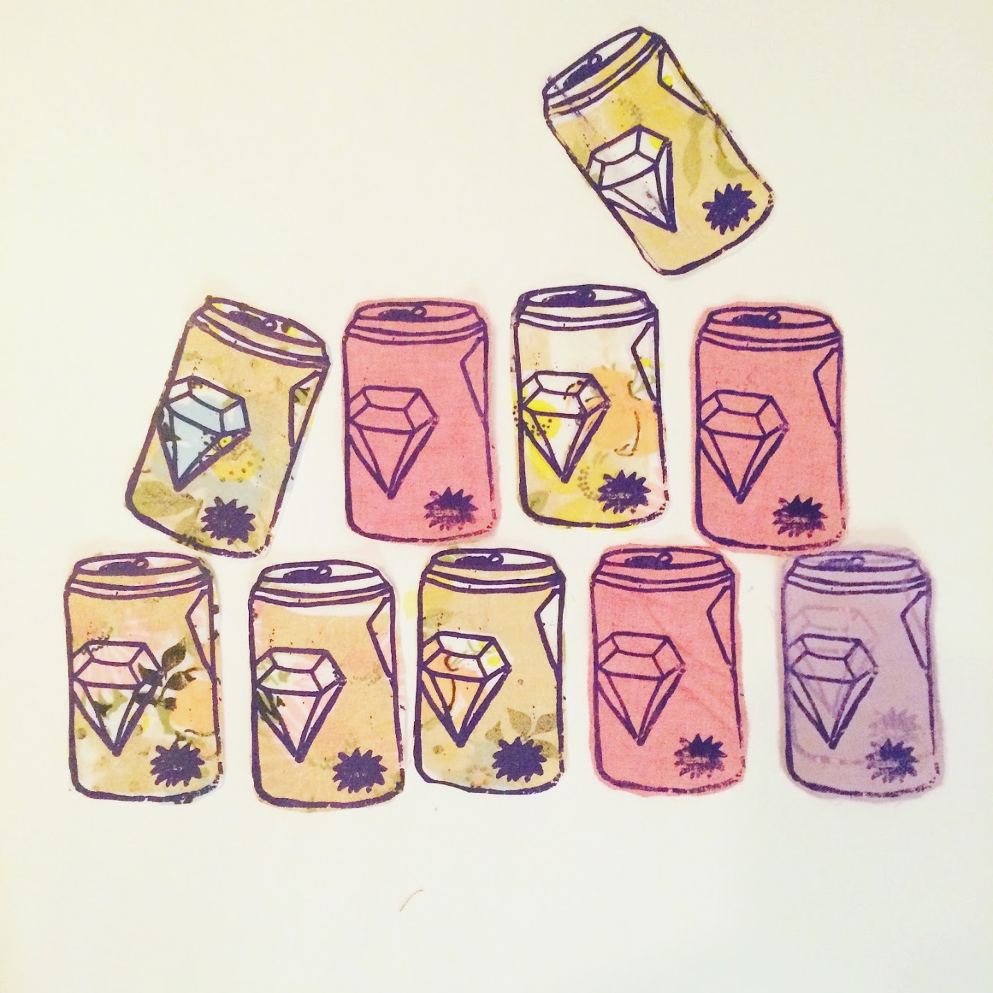 watercolor painting of beer cans