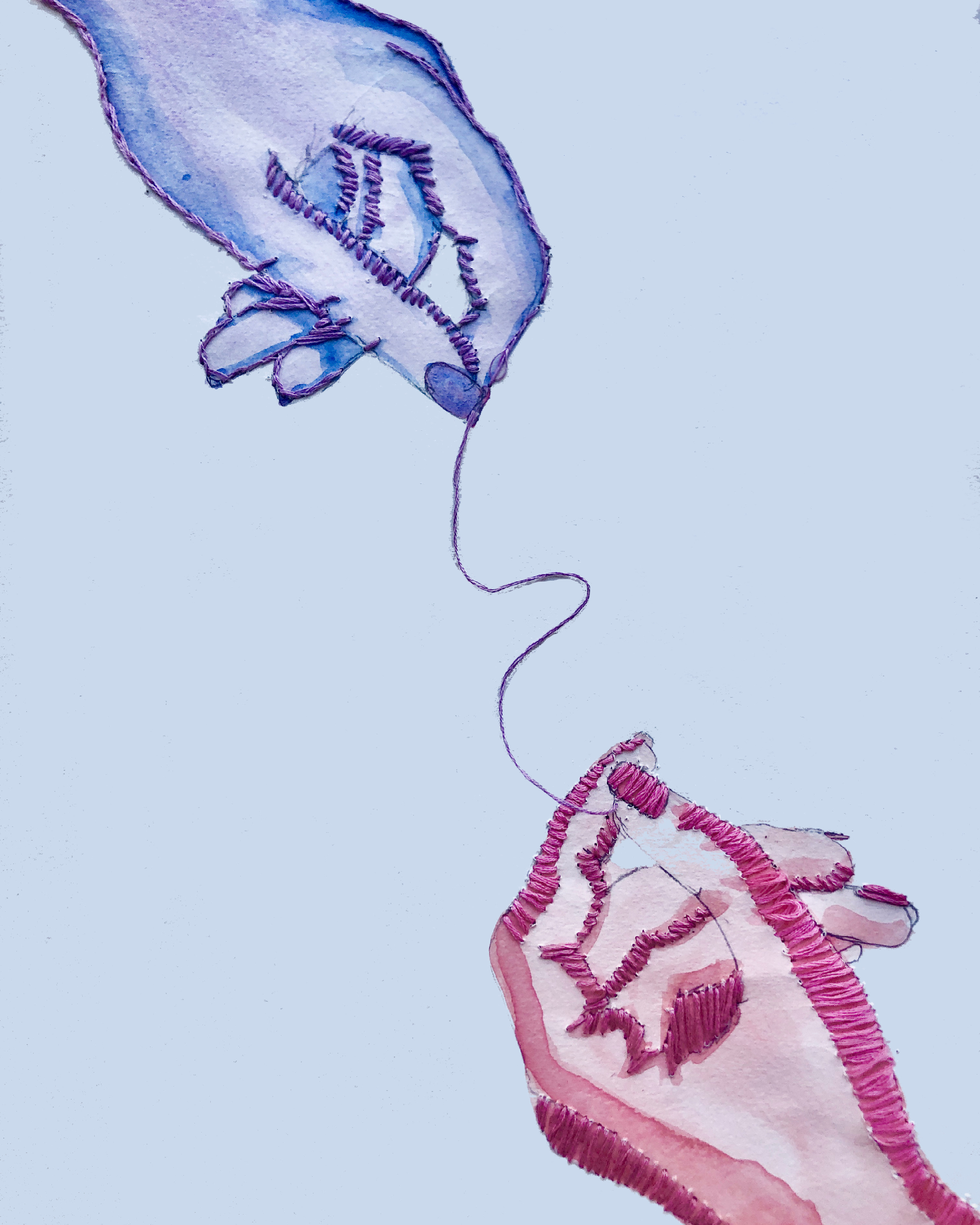 stitched image of hands