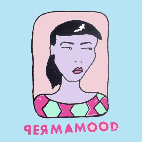 woman looking sideways with caption "permamood"